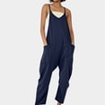 thumbnail image 1 of Conairie Bib Overalls Womens Solid Color Adjustable Straps Jumpsuits Straight Leg Pants With Pockets Navy XL, 1 of 5