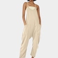 thumbnail image 1 of Conairie Bib Overalls Womens Solid Color Comfy Boho Streetwear Rompers Wide Leg Pants With Pockets Beige L, 1 of 5