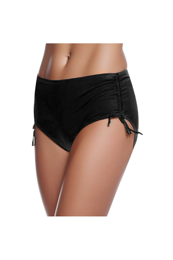 Bikini Bottoms For Women Tummy Control High Waisted Swimsuit Comfortable Ruched Scrunch Bathing Suit Bottom Black M