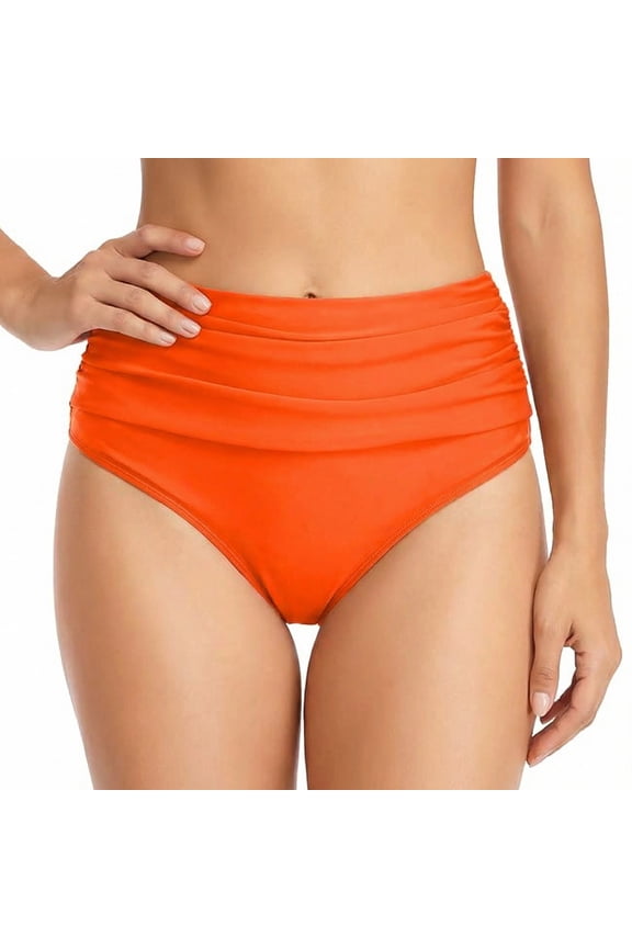 Bikini Bottoms For Womens High Cut Tummy Control Bathing Suit Comfortable Floral Print Ruched Scrunch Bathing Suit Bottom Red S