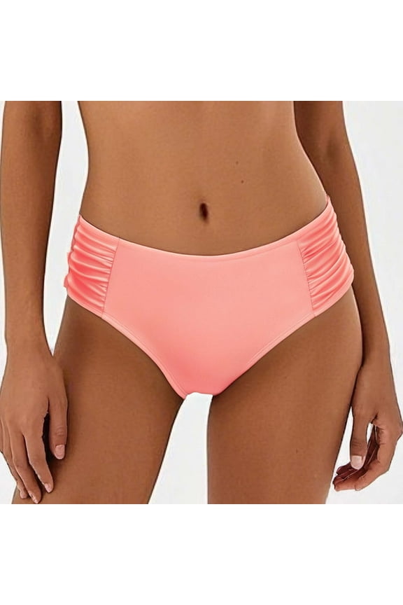Bikini Bottoms For Womens High Waisted Full Coverage Swimsuit Ruched Scrunch Bathing Suit Bottom Rose Gold S