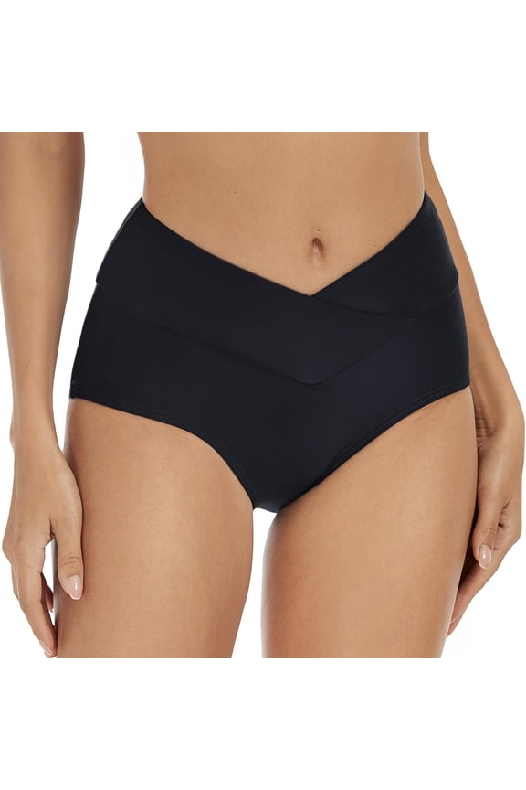 Bikini Bottoms For Womens Solid High Waisted Full Coverage Swimsuit Ruched Scrunch Bathing Suit Bottom XS