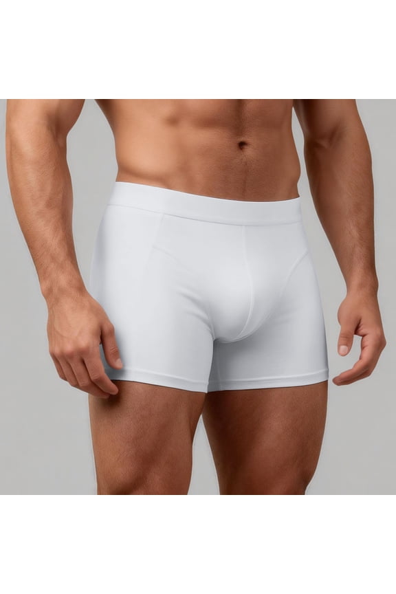 Boxer Briefs Men's Solid Elastic Washable Absorbency Underwear Soft Summer Lightweight Trunks L