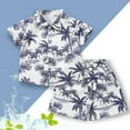 thumbnail image 1 of Conairie Boy Clothing Set 2 Piece Collar Button Down Short Sleeve Shirt and Shorts Kids Cute Floral Print Classic Basic Outfit Set with Pocket Light Purple 18-24 M, 1 of 3