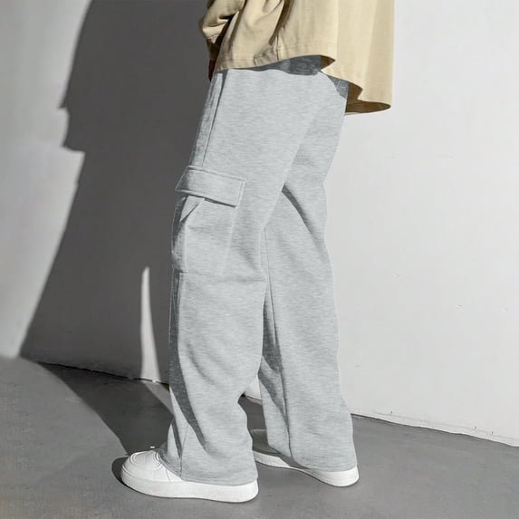 Conairie Boy Sweatpants Trendy Elastic Waist Athletic Pantss Comfy Fall Sport Pants With Pocket Light Gray 13-14 Y