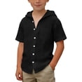thumbnail image 1 of Conairie Boys Button Down Shirt Solid Relaxed Fit Collared Short Sleeve Tops Kids Comfortable Summer Basic Blouse 9-10 Y, 1 of 5