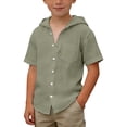 thumbnail image 1 of Conairie Button Down Shirt For Boys Solid Relaxed Fit Short Sleeve Collared Top Kids Breathable Summer Basic Blouse 7-8 Y, 1 of 5