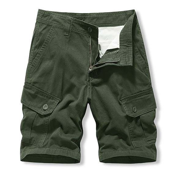 Conairie Cargo Shorts For Mens Vintage Elastic Waist Twill Work Shorts Lightweight Summer Hiking Shorts With Multi Pockets Army Green 32