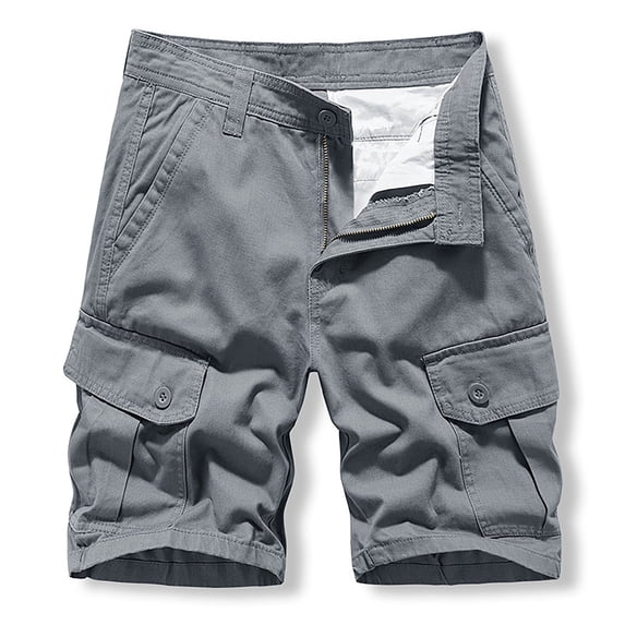 Conairie Cargo Shorts For Mens Vintage Elastic Waist Twill Work Shorts Lightweight Summer Outdoor Tactical Shorts No Belt Grey 30