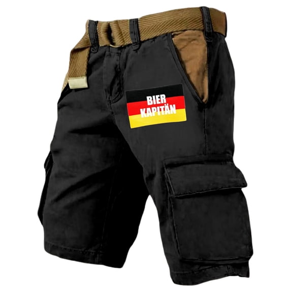 Conairie Cargo Shorts for Men Casual Elastic Waist Relaxed Fit Twill Work Shorts Lightweight Summer Outdoor Tactical Shorts No Belt Black XXXXL