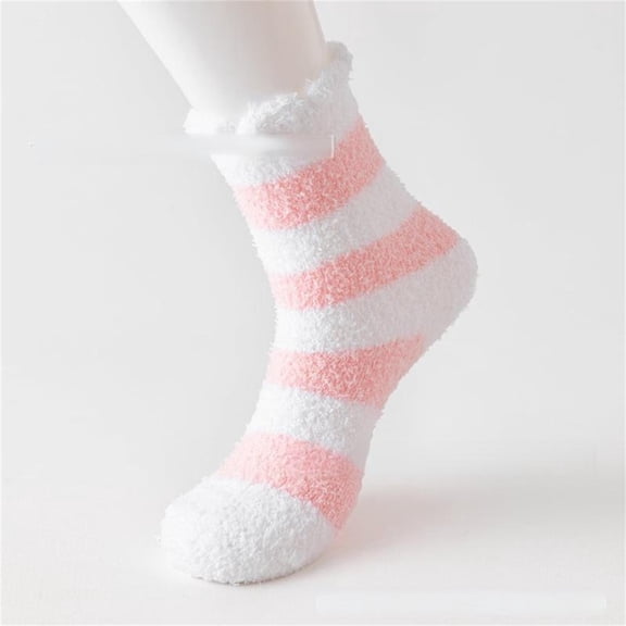 Conairie Cozy Socks for Women Socks for Women's Valentines Day Stripe Print Mid Calf Crew Socks Ribbed Knit Dress Boot Socks Light Pink