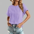 thumbnail image 1 of Conairie Crew Neck Shirts for Womens Casual Loose Short Sleeve Tunic Tops Solid Classic Dressy Lightweight Blouses Pullover Outfits Purple XL, 1 of 2