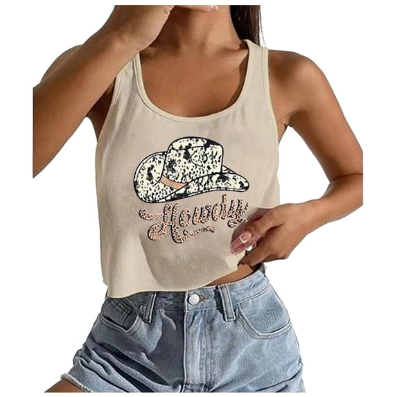 Conairie Crop Tank Tops For Women Scoop Neck Sleeveless Slim Fitted Ribbed Knit Basic Blouses Letter Print Workout Cami Shirts Black XXL
