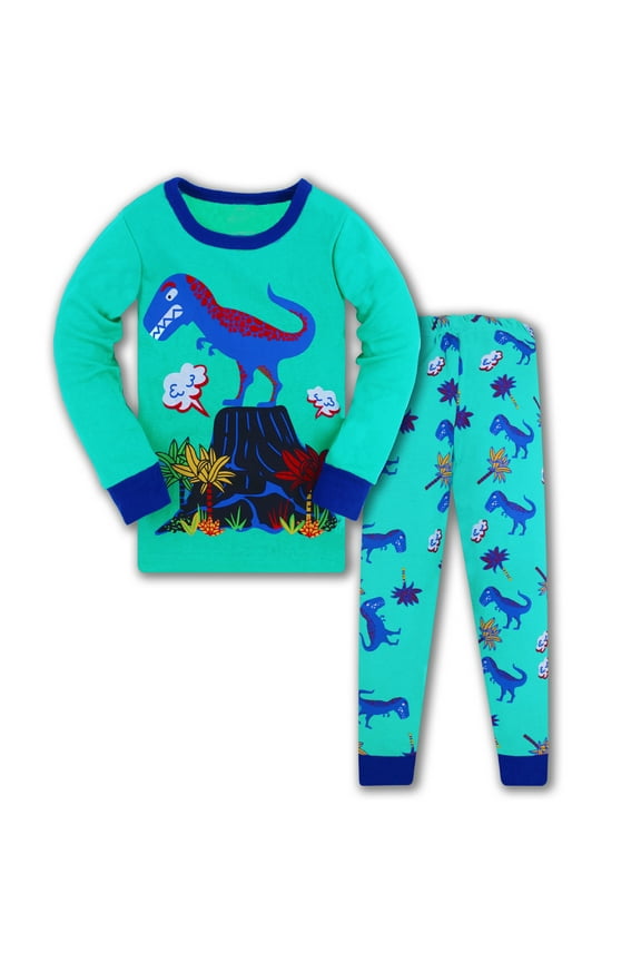 Cute Outfit Sets for Girl Graphic Print Long Sleeve Top and Pants Pj Set Kids Soft Loungewear Two Piece Nightwear Sets Mint Green