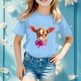 thumbnail image 1 of Conairie Easter Day Shirts For Girl Cow Print Short Sleeve Crew Neck T Shirts Toddler Holiday Comfy Soft Funny Graphic Tops Outfit Sky Blue 4-5 Y, 1 of 4