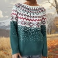 thumbnail image 1 of Conairie Fair Isle Sweater for Women Crew Neck Sweater Striped Design Loose Fashion Fall Winter Long Sleeve Pullovers Top Multicolor Dark Green XL, 1 of 4