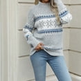 thumbnail image 1 of Conairie Fair Isle Sweater for Women Snowflake Sweater Turtleneck Holiday Sweater Fall Winter Long Sleeve Pullovers Top Multicolor Grey Gray, 1 of 8