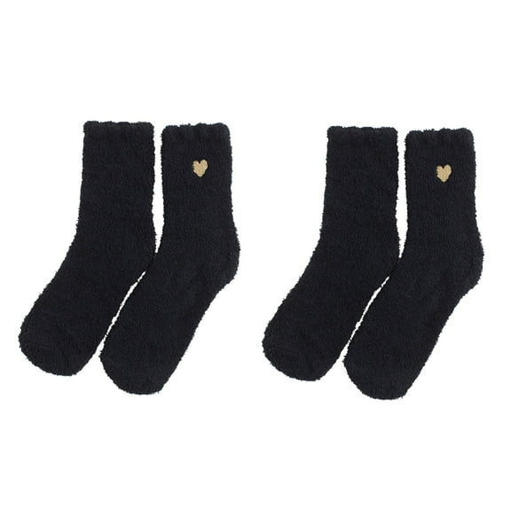 Conairie Fuzzy Socks for Women Valentines Day Comfortable Soft Warm Winter Mid Calf Socks Casual Cute Heart Print Pattern Socks Black One Size