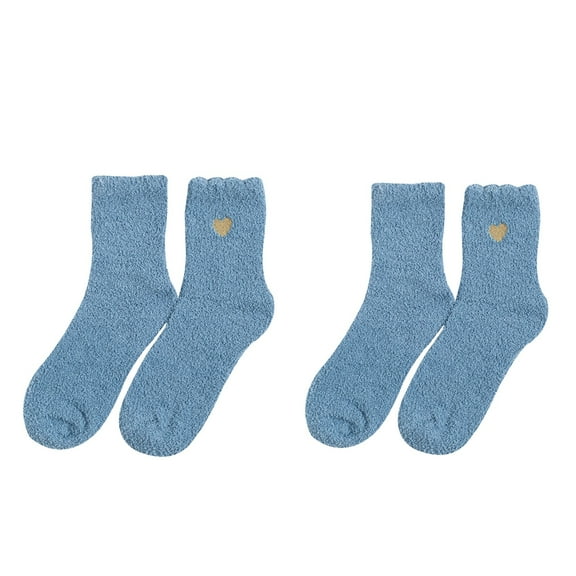 Conairie Fuzzy Socks for Women Valentines Day Comfortable Soft Warm Winter Mid Calf Socks Casual Cute Heart Print Pattern Socks Dark Blue One Size