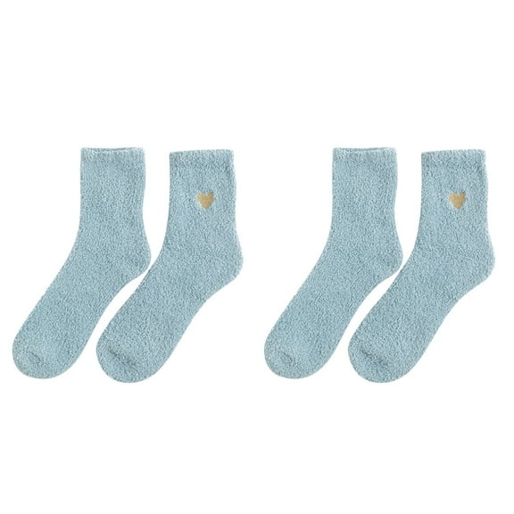 Conairie Fuzzy Socks for Women Valentines Day Comfortable Soft Warm Winter Mid Calf Socks Casual Cute Heart Print Pattern Socks Light blue One Size