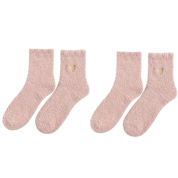 Conairie Fuzzy Socks for Women Valentines Day Comfortable Soft Warm Winter Mid Calf Socks Casual Cute Heart Print Pattern Socks Pink One Size