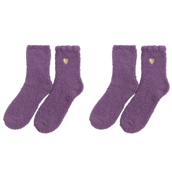 Conairie Fuzzy Socks for Women Valentines Day Comfortable Soft Warm Winter Mid Calf Socks Casual Cute Heart Print Pattern Socks Purple One Size