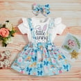 thumbnail image 1 of Conairie Girl Easter Outfit 3 Piece Letter Bunny Print Romper Kids Ruffle Short Sleeve Tops and Skirt Dress Headband Set Cute Clothes, 1 of 8