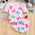 thumbnail image 1 of Conairie Girl Outfits Set Two Piece Regular Fit Short Sleeve T Shirt and Shorts Kids Cute Butterfly Print Breathable Summer Soft Loungewear Clothe Set Pink 6-7 Y, 1 of 8
