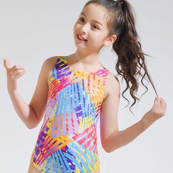 Conairie Girl Swimsuit One Piece Cute Graphics Print Bathing Suit with Sun Protection Ruffles Swimwear Orange