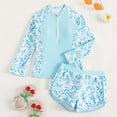 thumbnail image 1 of Conairie Girl Swimsuit Set Two Piece Long Sleeve Rash Guard Bathing Suit Breathable Beach Swimwear Summer Light Blue, 1 of 3