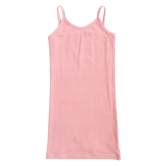 Conairie Girls Solid Camisole Dress Sleeveless Layering Tank Top Summer Casual Basic Pink 5-6 Y