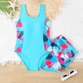 thumbnail image 1 of Conairie Girls Swimsuit One Piece Cute Scale Print Bathing Suit with Sun Protection Ruffles Swimwear Blue, 1 of 7