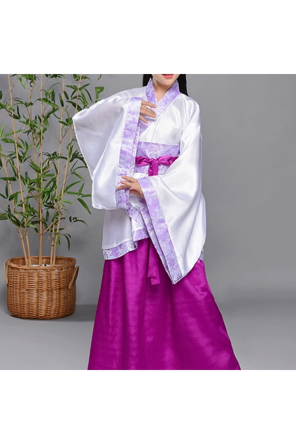 Hanfu Dress Suit for Boys Girls Chinese Traditional Wide Sleeves Tai Chi Uniform Kids Party Dress Performance Clothing Purple 13-14 Y