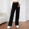 thumbnail image 1 of Conairie High Waisted Jeans for Women Loose Button Elastic Waist Wide Leg Straight Boyfriend Denim Pants Casual Comfortable Outfits Sweatpants Travel with Pockets Black XXL, 1 of 6