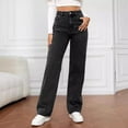 thumbnail image 1 of Conairie High Waisted Jeans for Women Loose Button Elastic Waist Wide Leg Straight Boyfriend Denim Pants Casual Comfortable Outfits Sweatpants Travel with Pockets Grey XL, 1 of 5