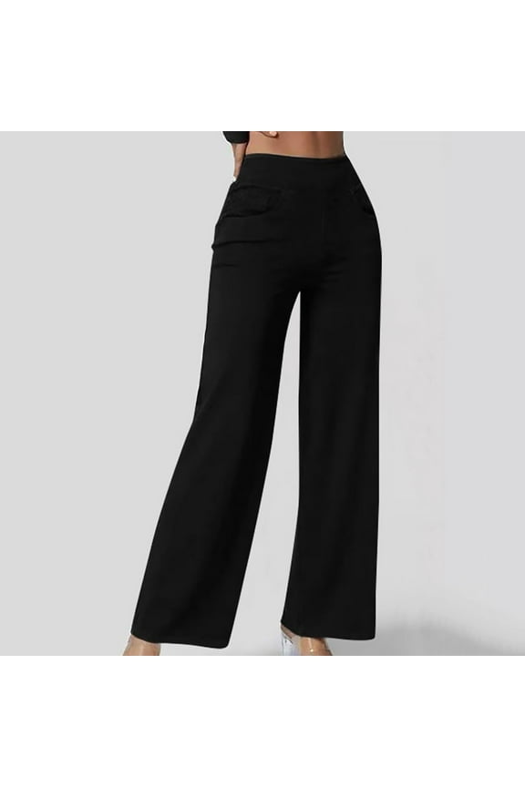 Jeans for Women High Waist Slim Fit Stretch Waist Flare Leg Denim Pants Casual Comfortable Outfits Sweatpants Travel with Pockets Black L