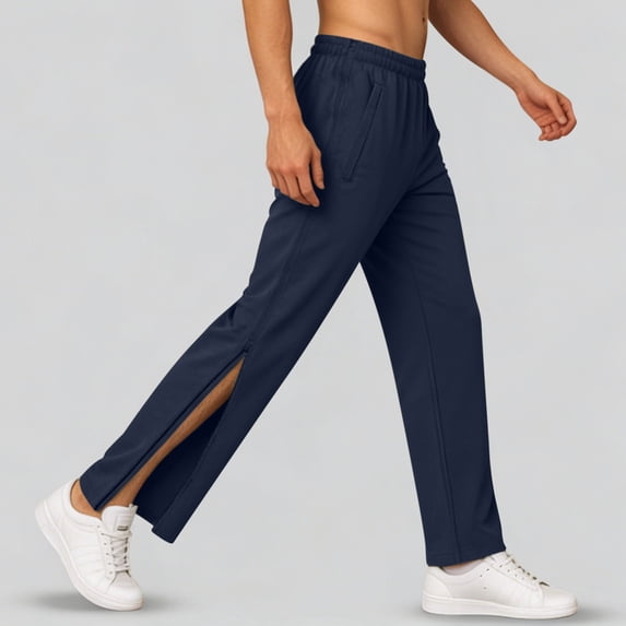 Conairie Joggers for Women Solid Color Mid Waisted Tear Basketball Pant Button Up Loose Open Leg Long Pants Track Pants for Travel Training Running Blue XXXL
