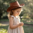 thumbnail image 1 of Conairie Kids Western Cowboy Hat with Strap Wide Brim Outdoor Performance Summer Sun Protection Beach Party Cap Brown, 1 of 1