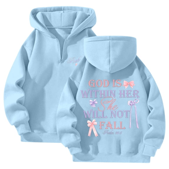 Conairie Long Sleeve Sweatshirt For Women Casual Comfortable Zip Up Hooded Sports Hoodie Streetwear Tops Clothes With Pocket Light Blue M