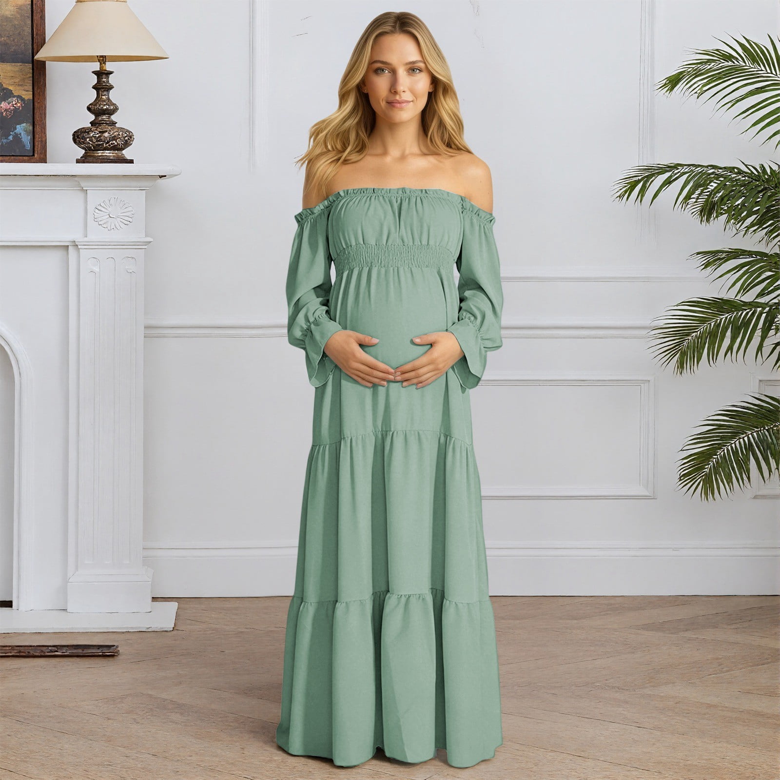 pastel green maternity dress Tiffany Rose Amelia Maternity Dress Mint Silver Green
