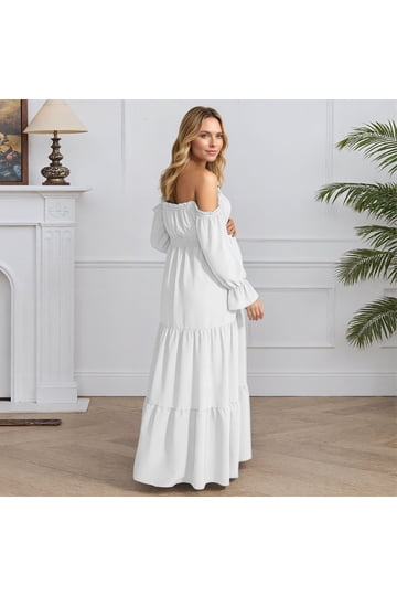 white baby shower dress Maternity Long Shoot – loveangeldress 114cm;XL White Baby Shower Dresses –