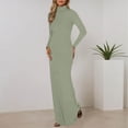 thumbnail image 1 of Conairie Maxi Dresses for Women Solid Color Crew Neck Slim Elegant Long Sleeve Dress Comfort Soft Lounge Long Bodycon Dress Light Green XXXXXL, 1 of 5