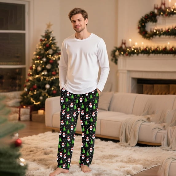 Conairie Men Christmas Pajama Pants Xmas Printed Casual Sleep Pants with Drawstring Loose Comfortable Pants Lounge Bottoms Soft Sleepwear with Pockets Green XXXL