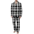 thumbnail image 1 of Conairie Men Pajama Set 2 Piece Plaid Soft Button Down Collar Top and Pants Pjs Long Sleeve Sleepwear Lounge Nightwear with Pocket White M, 1 of 3