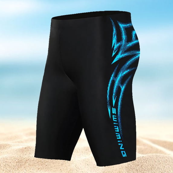 Conairie Men Swim Trunks Competitive Swim Racing Team Swimsuit Elastic Waist Swimming Shorts Upf 50+ Blue XXL