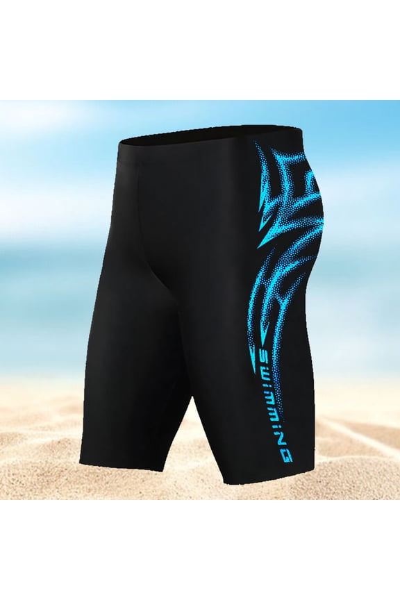 Men Swim Trunks Competitive Swim Racing Team Swimsuit Elastic Waist Swimming Shorts Upf 50+ Blue XXL