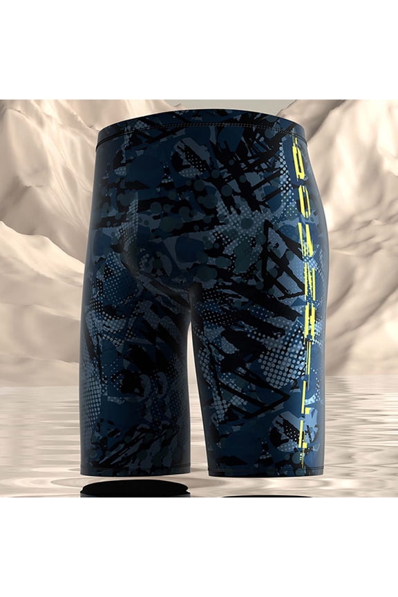 Men Swim Trunks Elastic Waist Competitive Swim Racing Team Swimsuit Quick Dry Swim Jammers Upf 50+ Dark Blue XL