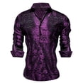 thumbnail image 1 of Conairie Men Western Shirts Embroidered Cowboy Button Collar Long Sleeve Shirt Regular Fit Classic Basic Tops With Floral Design Purple S, 1 of 2
