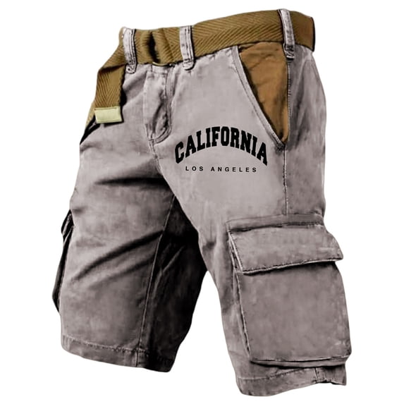 Conairie Men's Cargo Shorts Casual Stretch Relaxed Fit Twill Work Out Shorts Lightweight Summer Outdoor Tactical Shorts No Belt Light Gray M