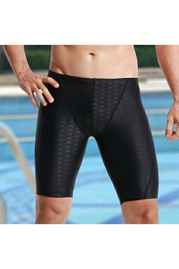 Men's Swim Trunks Competitive Swim Racing Team Swimsuit Quick Dry Swimming Shorts Upf 50+ Black L
